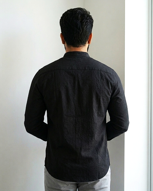 Noir Signature Chinese Collar Shirt | R1VAAZ