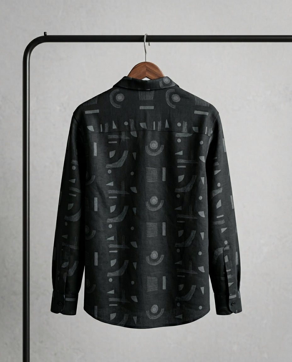 Black Printed Casual Shirt for Men – Stylish Everyday Wear | R1VAAZ