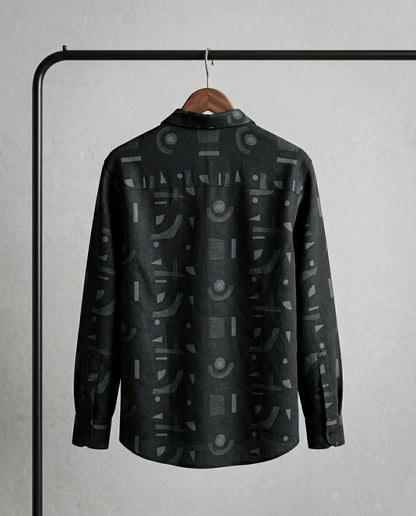 Black Printed Casual Shirt for Men – Stylish Everyday Wear | R1VAAZ