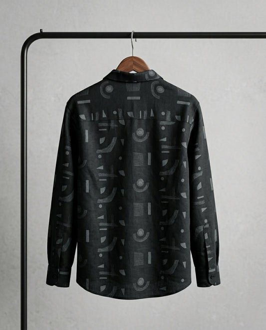 Black Printed Casual Shirt for Men – Stylish Everyday Wear | R1VAAZ