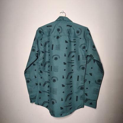 R1VAAZ Urban Aura Green Printed Shirt – Slim Fit Signature Style