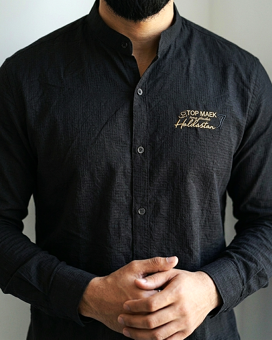 Noir Signature Chinese Collar Shirt | R1VAAZ