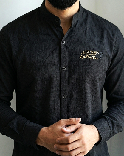 Noir Signature Chinese Collar Shirt | R1VAAZ