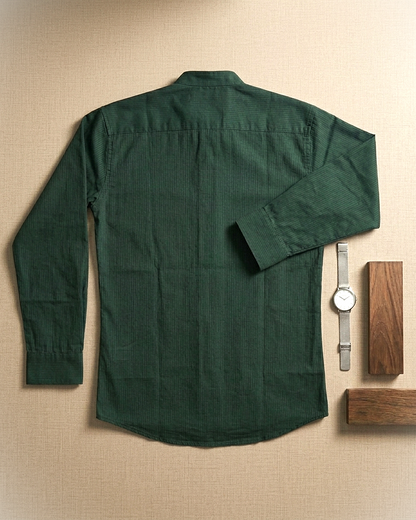 Forest Green Chinese Collar Shirt for Men | Premium Slim Fit Casual Shirt | R1VAAZ