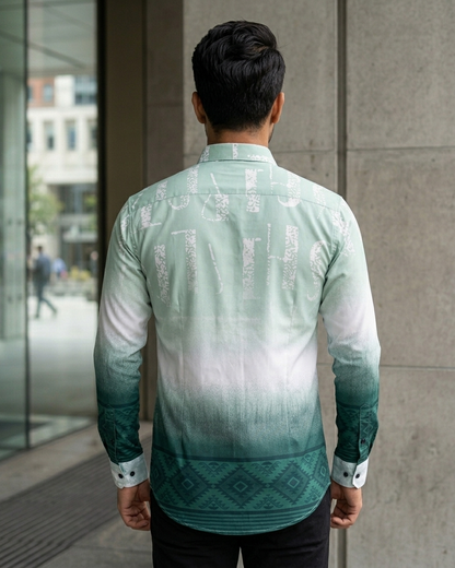 R1vaaz Men’s Mint Green Printed Cotton Shirt