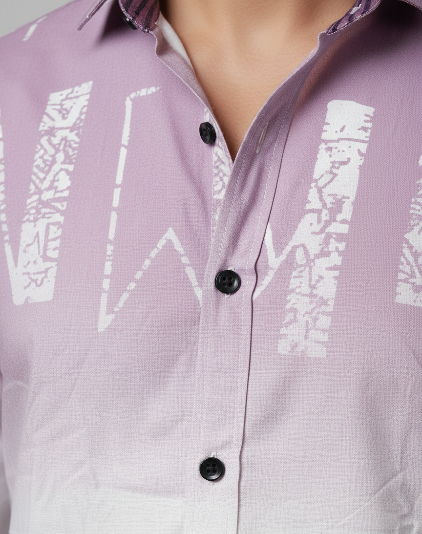 Men’s Mauve Gradient Printed Shirt – Slim Fit Premium Statement Wear| R1vaaz